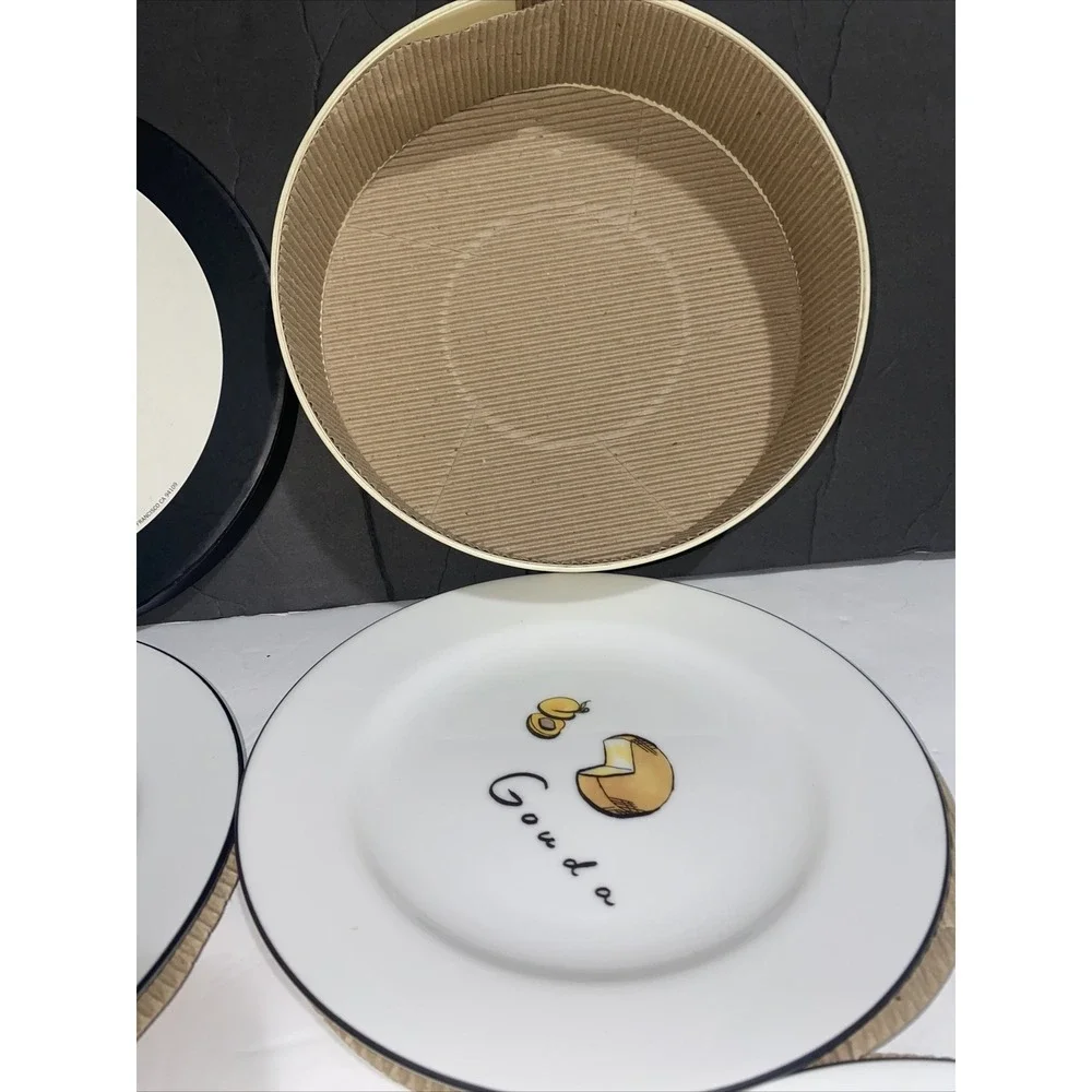 Set Of 4 Pottery Barn French CHEESE - COCKTAIL Appetizer PLATES‎ New In Box